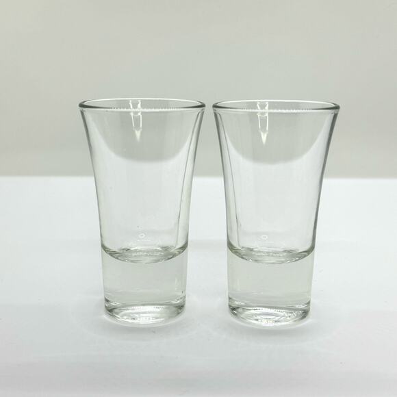 Set of 2 Italian Shot Glasses Liqueur Tumbler Clear Retro Bar Made in Italy 2 Oz - Picture 1 of 5